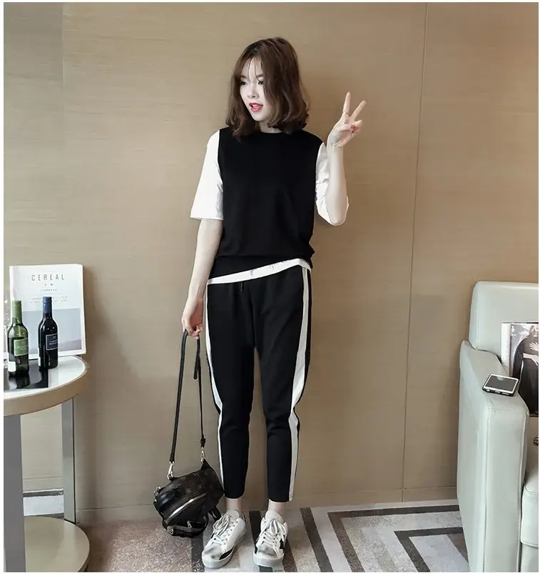 2023 Summer Women Black White Track Pants Set — feature 17