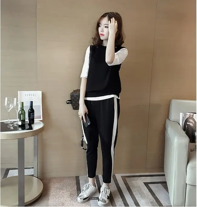 2023 Summer Women Black White Track Pants Set — feature 21