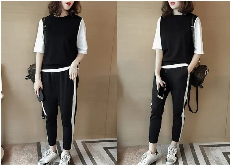 2023 Summer Women Black White Track Pants Set — feature 22