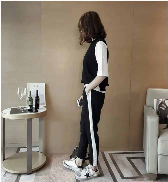 2023 Summer Women Black White Track Pants Set — feature 8