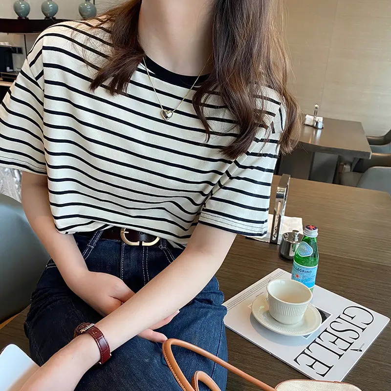 Women Striped Cotton T-Shirt 2026 New - Image 6