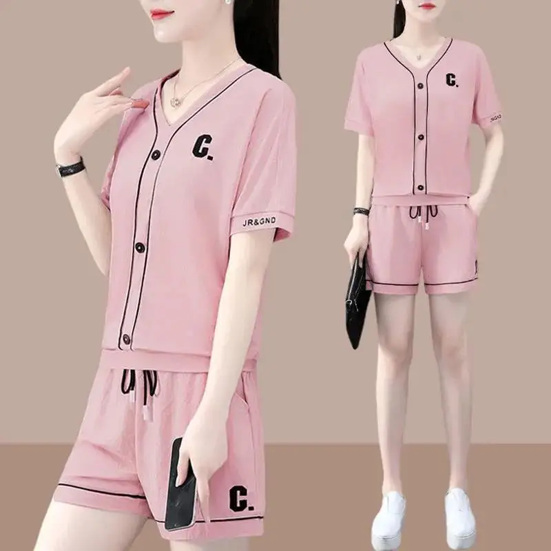 Women Summer Two-Piece Ice Silk Shorts Set - Image 5