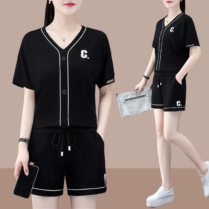 Women Summer Two-Piece Ice Silk Shorts Set - Image 3
