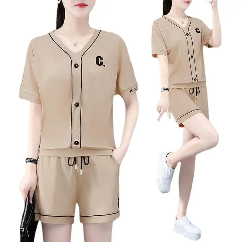 Women Summer Two-Piece Ice Silk Shorts Set - Image 6