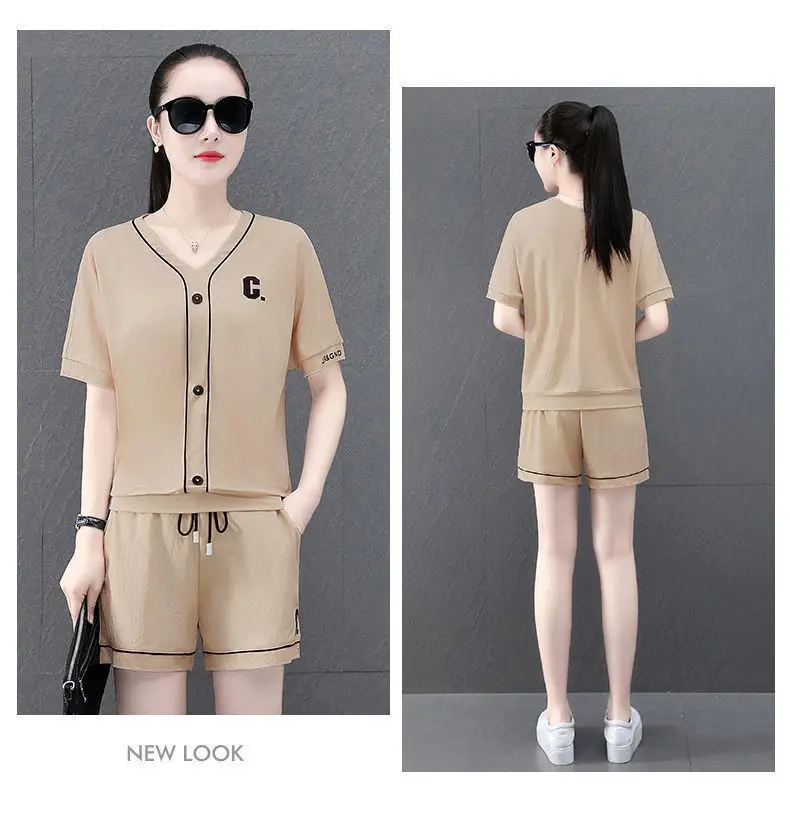 Women Summer Two-Piece Ice Silk Shorts Set — feature 10