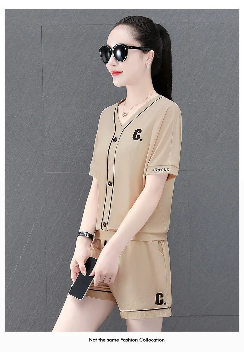 Women Summer Two-Piece Ice Silk Shorts Set — feature 11