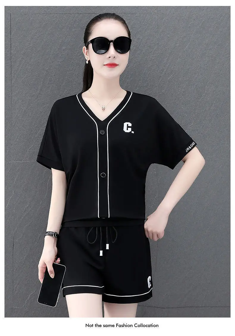 Women Summer Two-Piece Ice Silk Shorts Set — feature 13