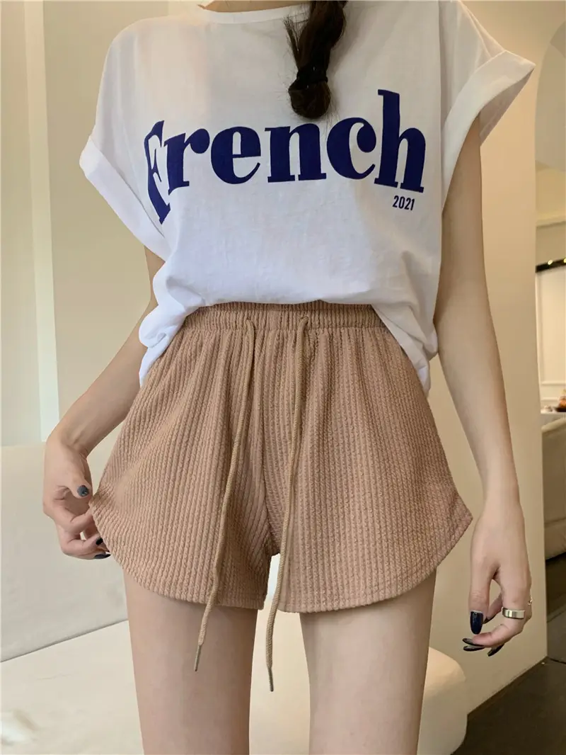 Black Ribbed High Waist Shorts for Women — feature 14