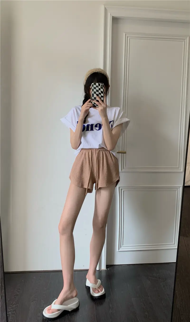 Black Ribbed High Waist Shorts for Women — feature 16
