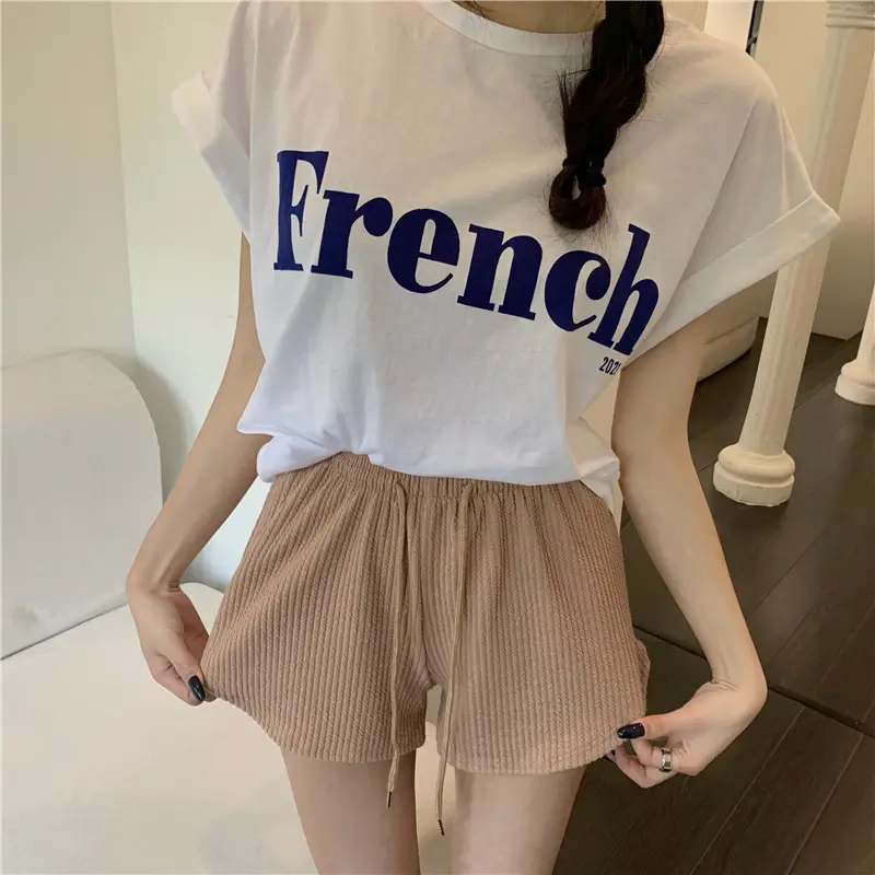 Black Ribbed High Waist Shorts for Women — feature 17