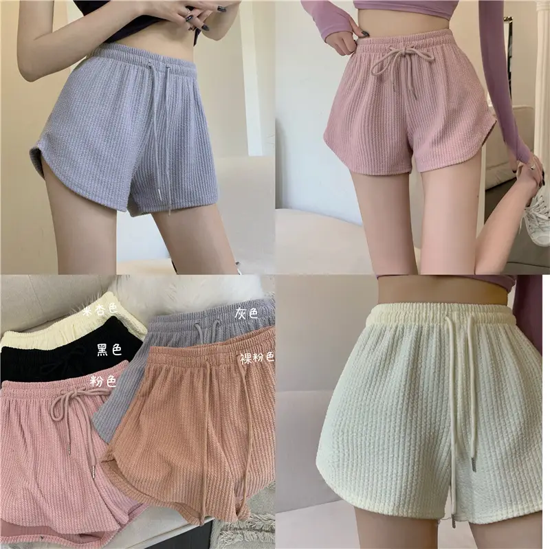 Black Ribbed High Waist Shorts for Women — feature 5