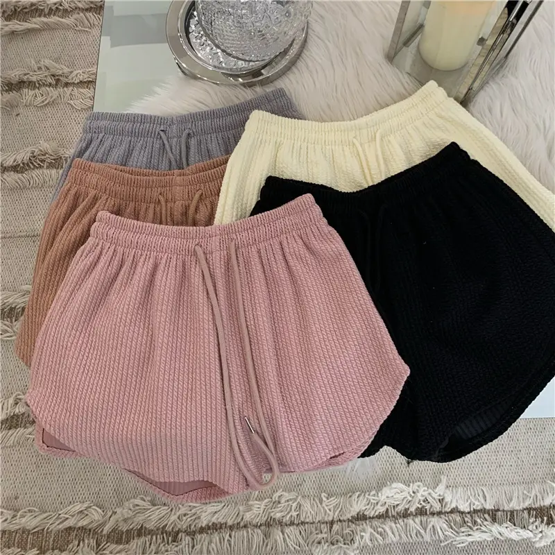 Black Ribbed High Waist Shorts for Women — feature 6