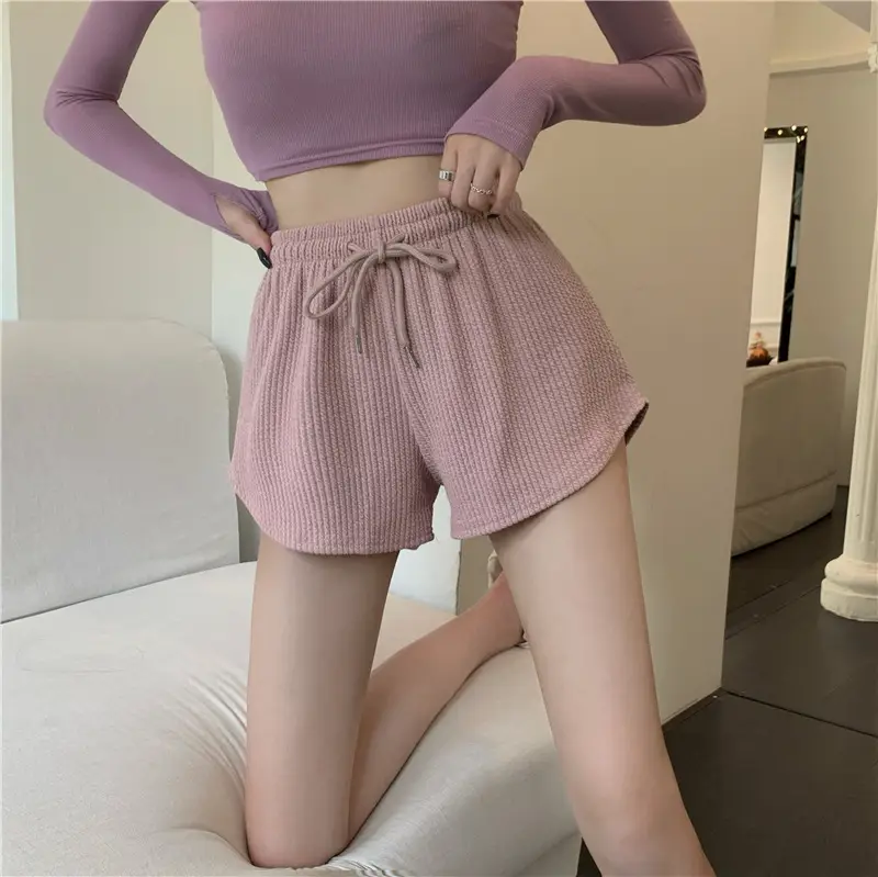 Black Ribbed High Waist Shorts for Women — feature 9