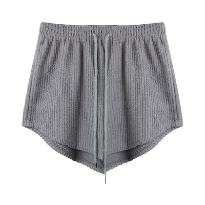Black Ribbed High Waist Shorts for Women