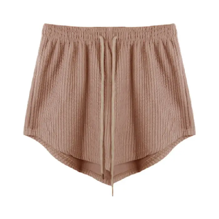 Black Ribbed High Waist Shorts for Women