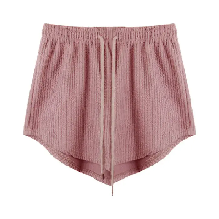 Black Ribbed High Waist Shorts for Women
