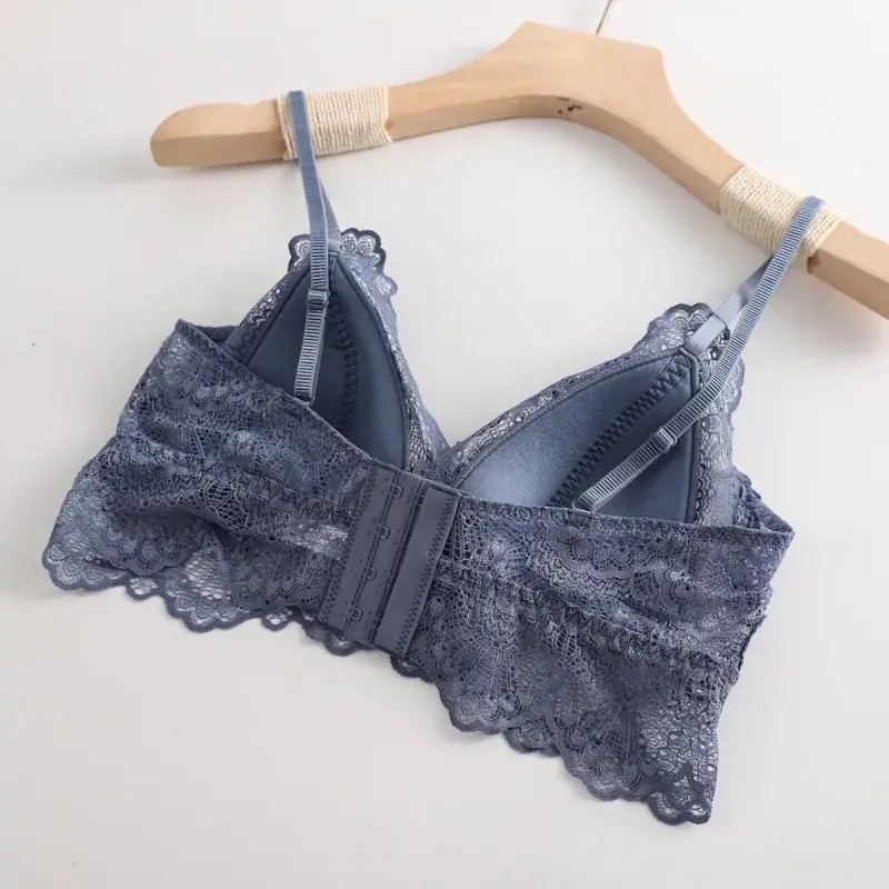 Lace Wire-Free French Triangle Cup Silk Bra Lining 100% Mulberry Silk Intimates Women's Bra Beautiful Breasts and Light - Image 8