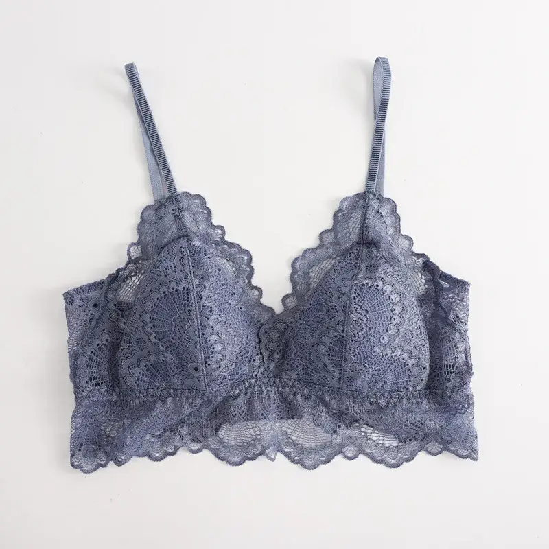 Lace Wire-Free French Triangle Cup Silk Bra Lining 100% Mulberry Silk Intimates Women's Bra Beautiful Breasts and Light - Image 2