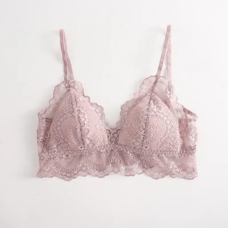 Lace Wire-Free French Triangle Cup Silk Bra Lining 100% Mulberry Silk Intimates Women's Bra Beautiful Breasts and Light - Image 3
