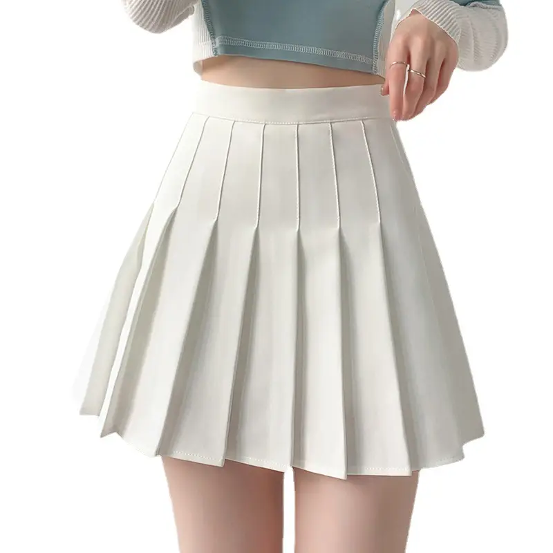 Women Black Pleated Skirt High Waist Slim Fit - Image 42