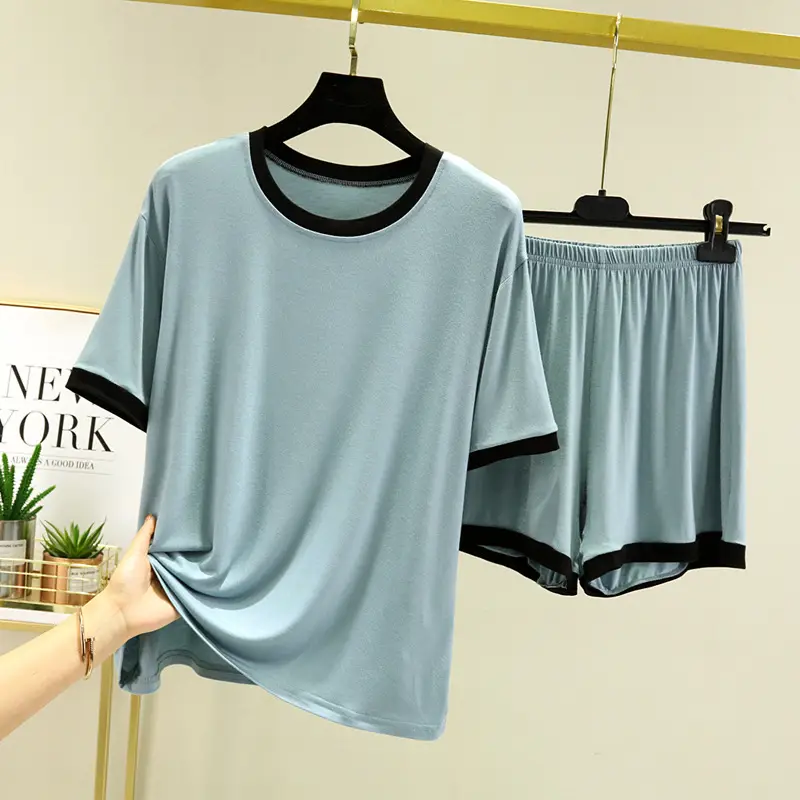 Women Brown Modal T-Shirt Shorts Set Summer Casual