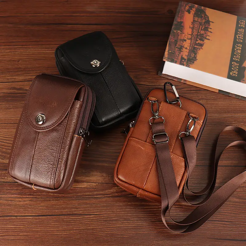 Genuine Leather Mobile Phone Bag for Men