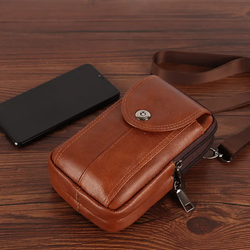 Genuine Leather Mobile Phone Bag for Men