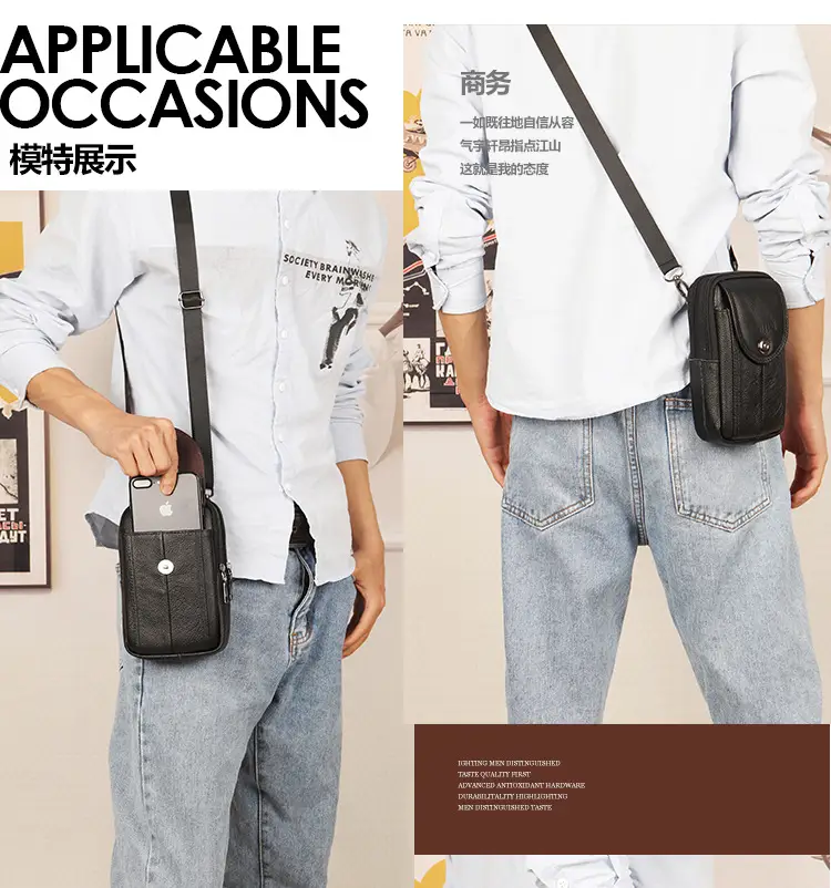 Genuine Leather Mobile Phone Bag for Men — feature 12