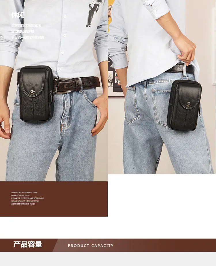 Genuine Leather Mobile Phone Bag for Men — feature 13
