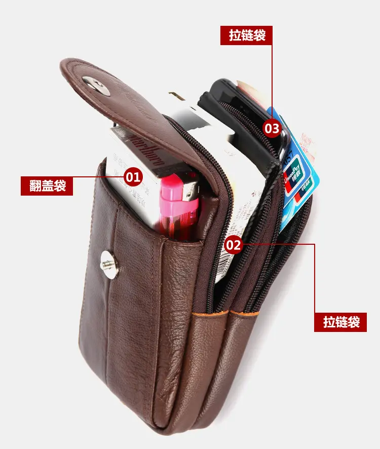 Genuine Leather Mobile Phone Bag for Men — feature 14