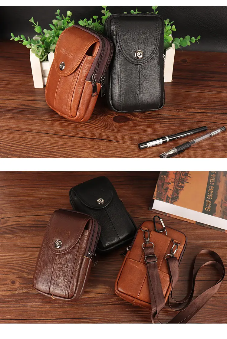 Genuine Leather Mobile Phone Bag for Men — feature 22