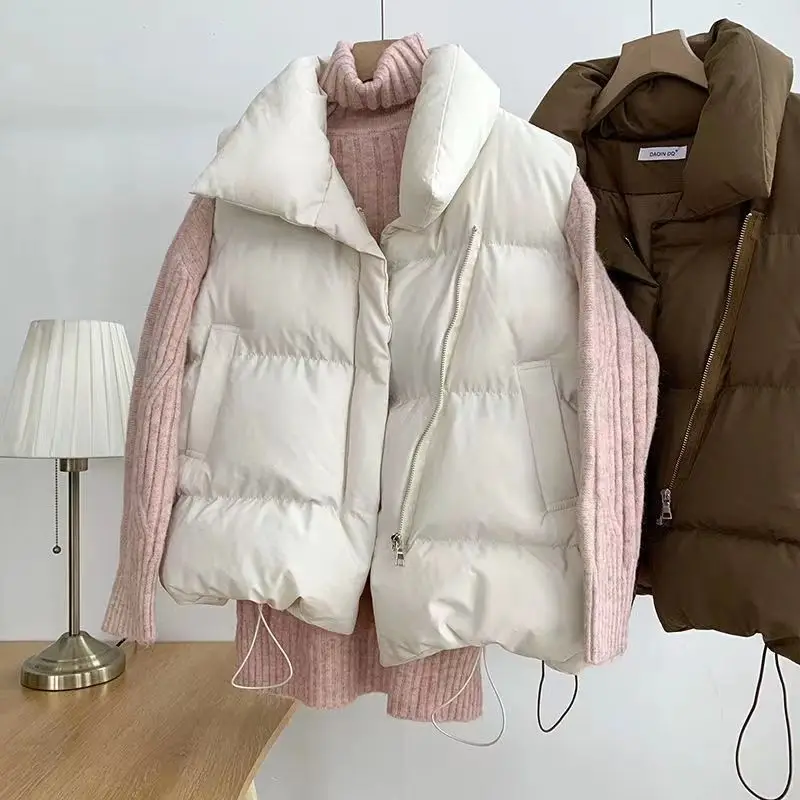 Women's Black Winter Puffer Vest with Collar - Image 6