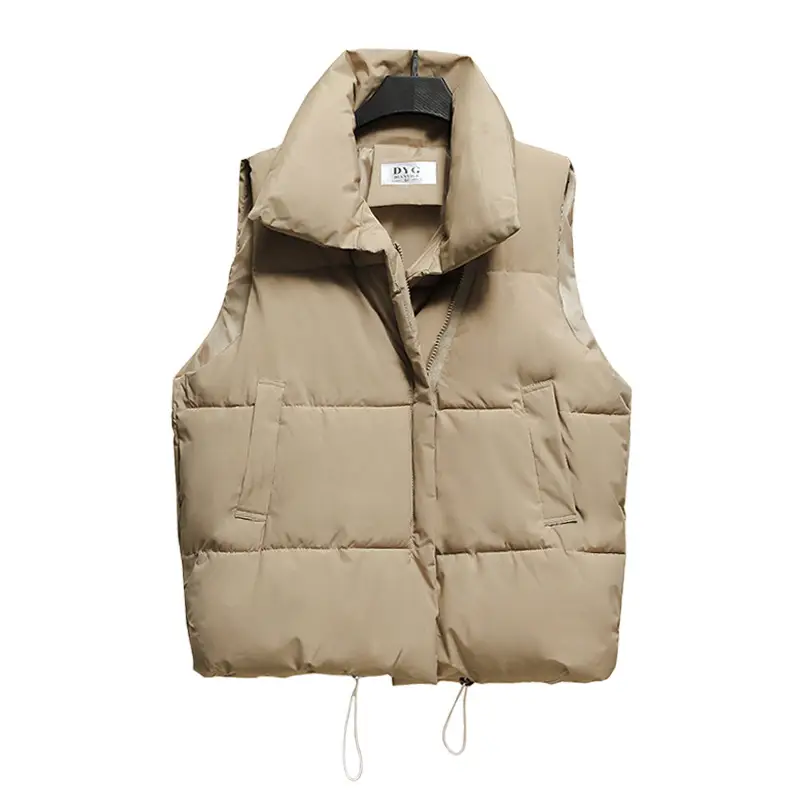 Women's Black Winter Puffer Vest with Collar - Image 7