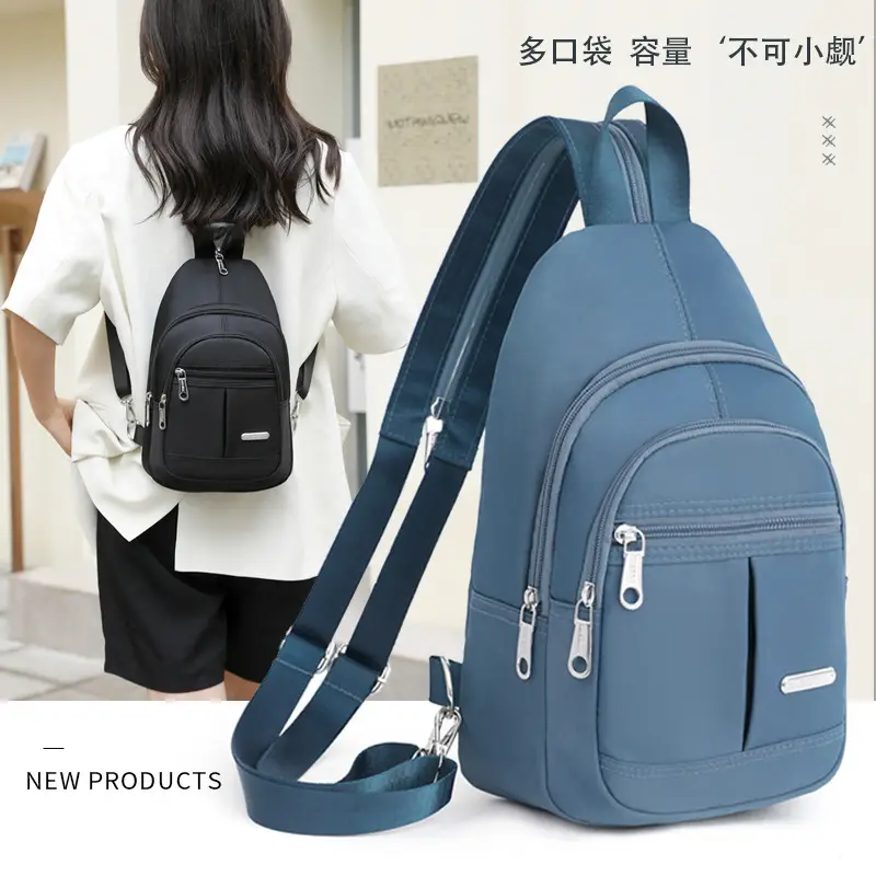 Blue Multi-Pocket Backpack for Women with Adjustable Straps - Image 8