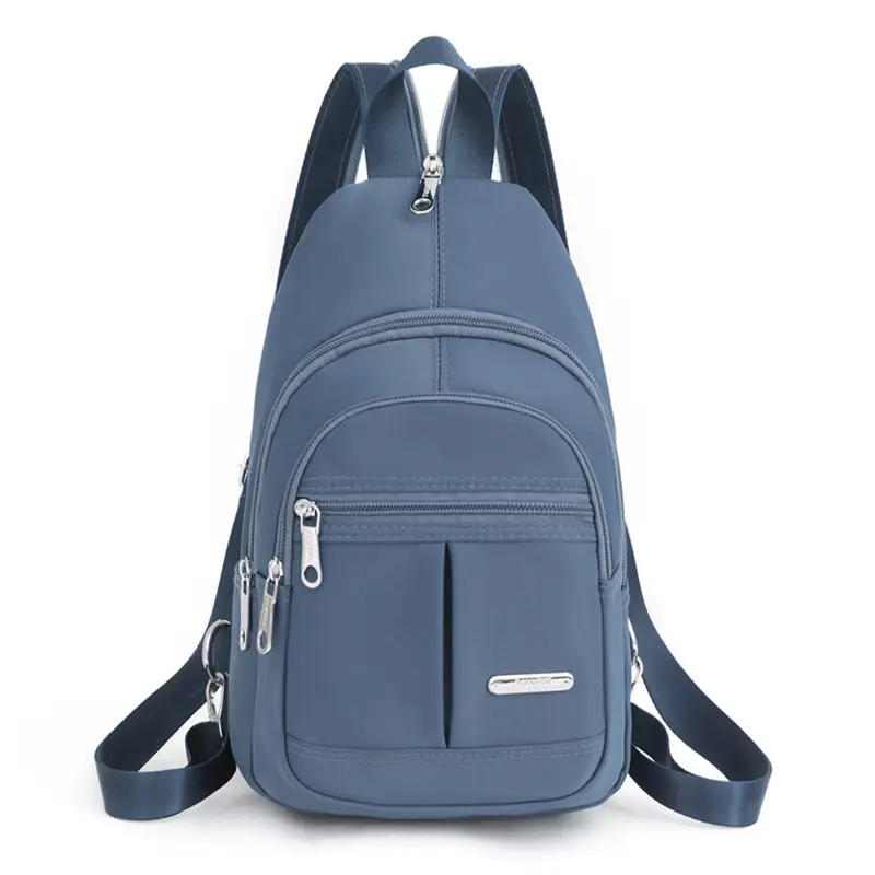 Blue Multi-Pocket Backpack for Women with Adjustable Straps - Image 3
