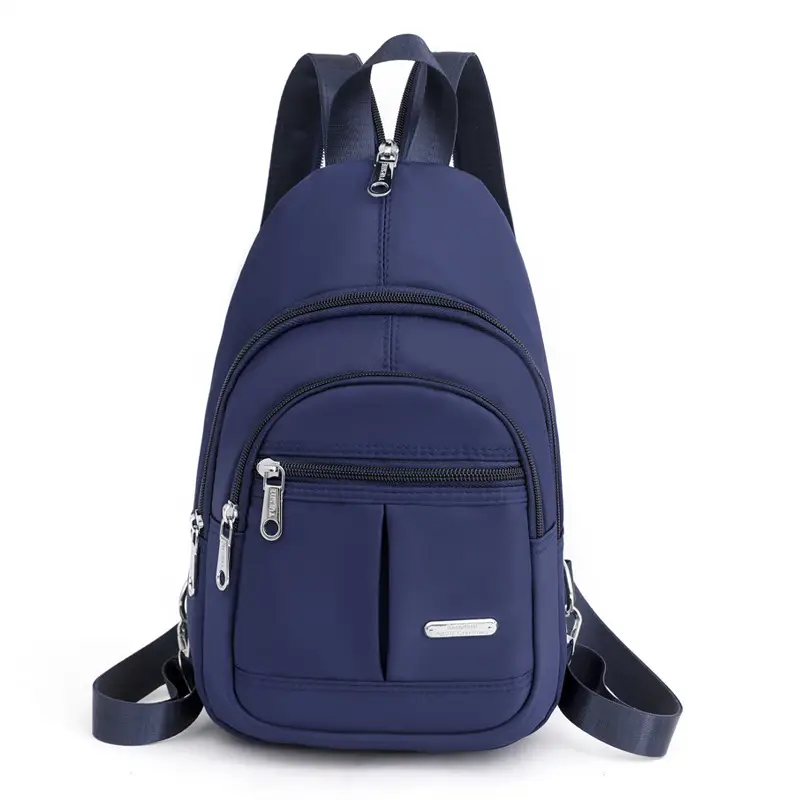 Blue Multi-Pocket Backpack for Women with Adjustable Straps - Image 4