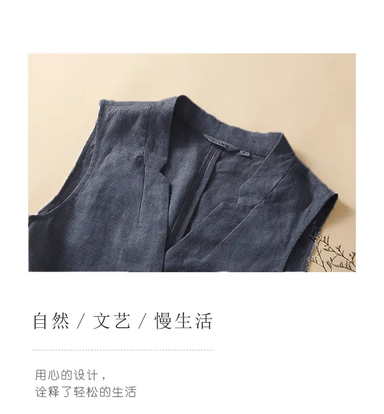 2025 Linen Sleeveless Waistcoat Vest White — feature 13