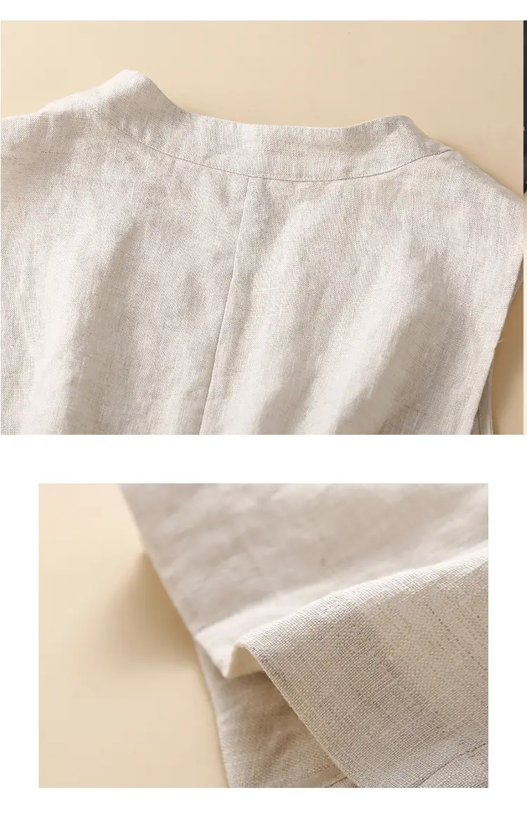 2025 Linen Sleeveless Waistcoat Vest White — feature 9