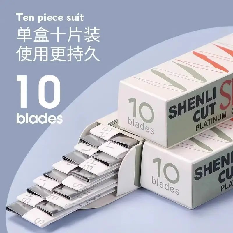 10 Pcs Platinum Shiny Eyebrow Blades for Precision Trimming - Image 3