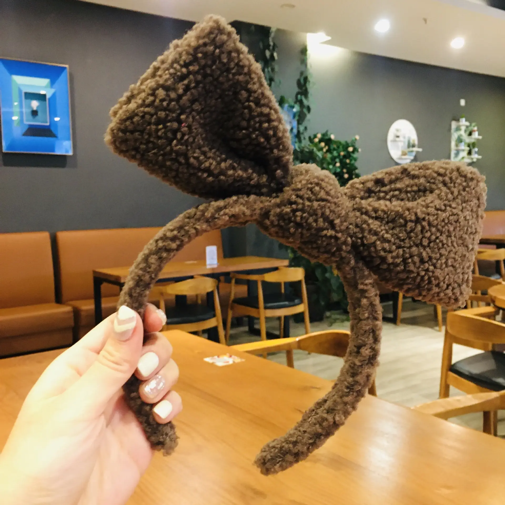 Pink Faux Fur Big Bow Hair Hoop for Women - Image 3