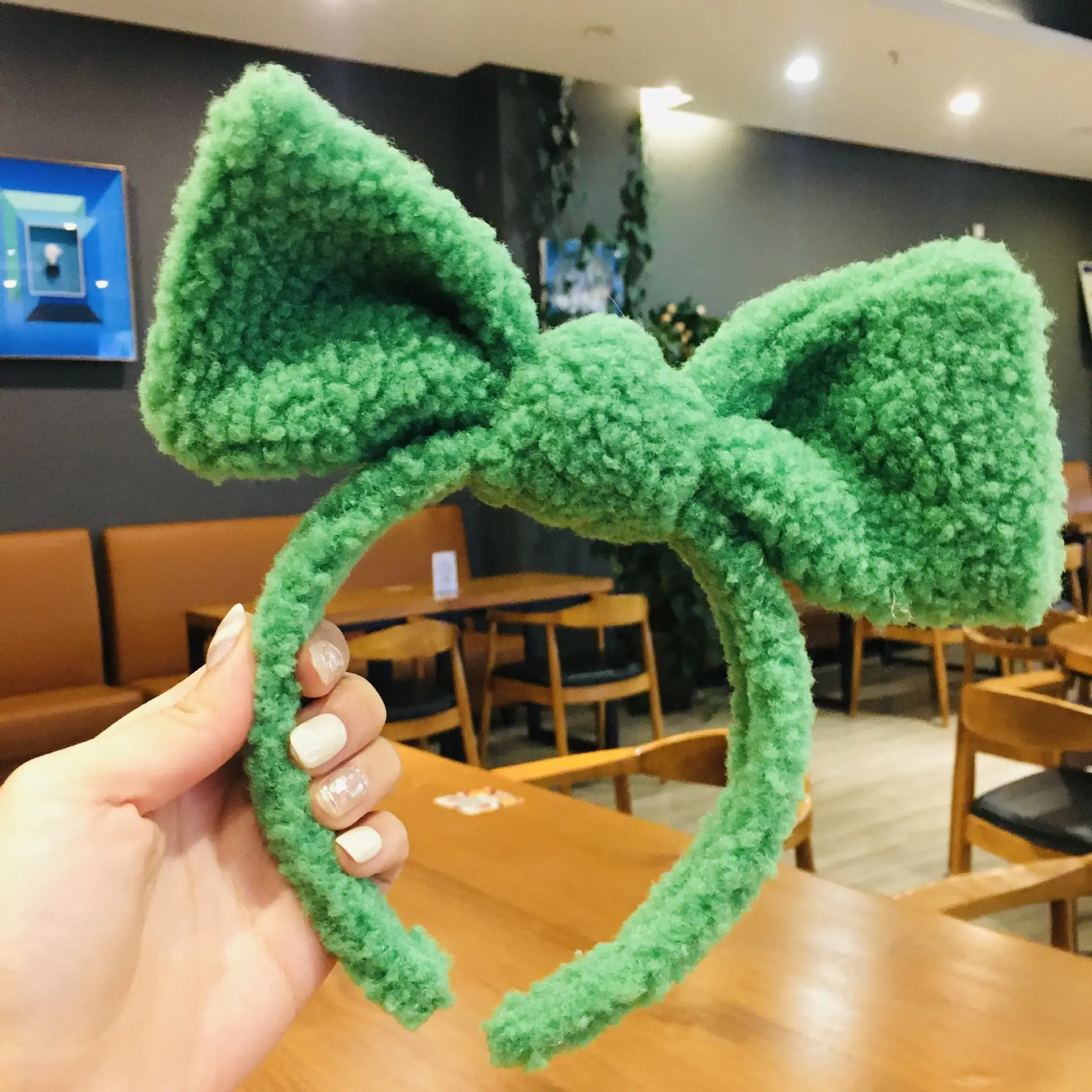 Pink Faux Fur Big Bow Hair Hoop for Women - Image 5