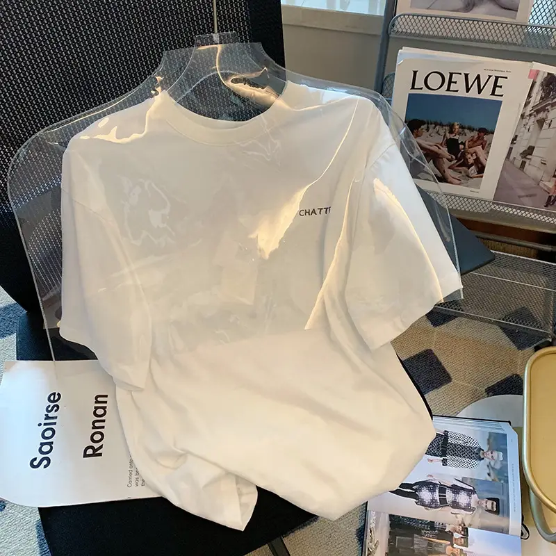 Women White Cat Print T-Shirt Short Sleeve Casual Summer - Image 2