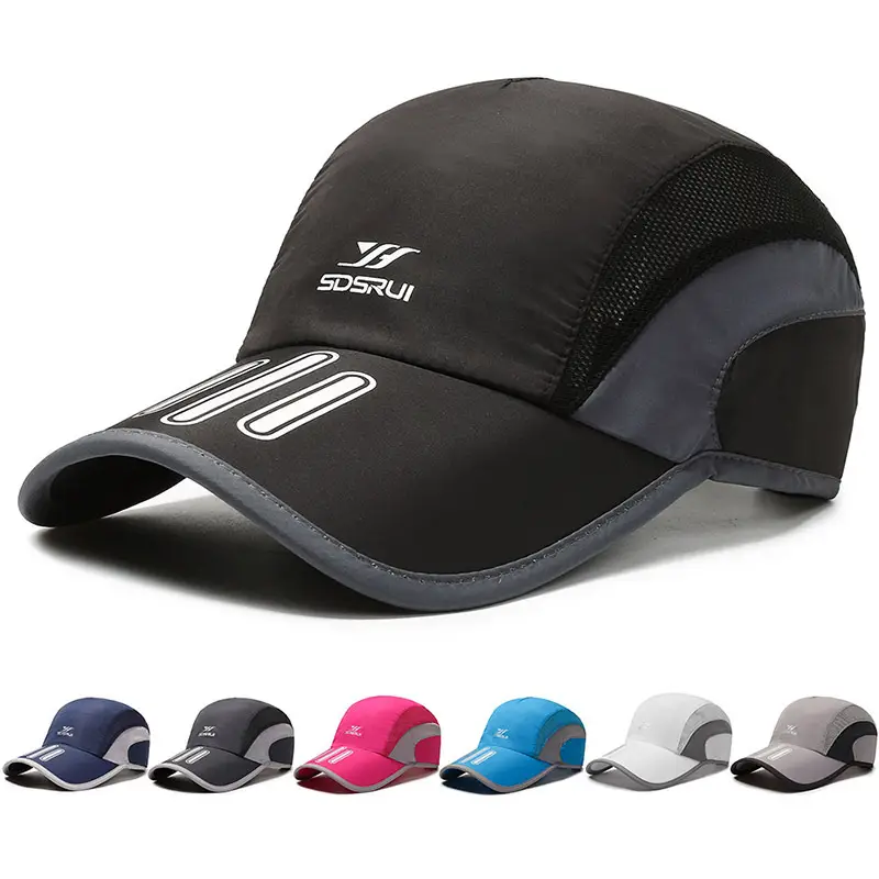 Men Printed Mesh Sun Hat Black Adjustable - Image 8
