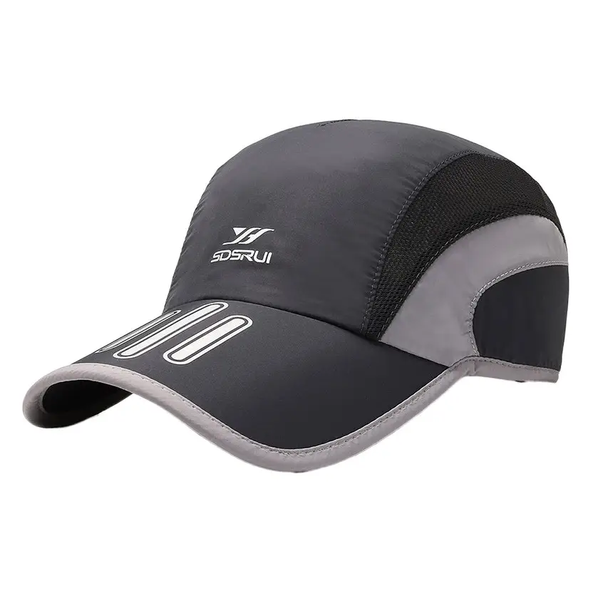 Men Printed Mesh Sun Hat Black Adjustable