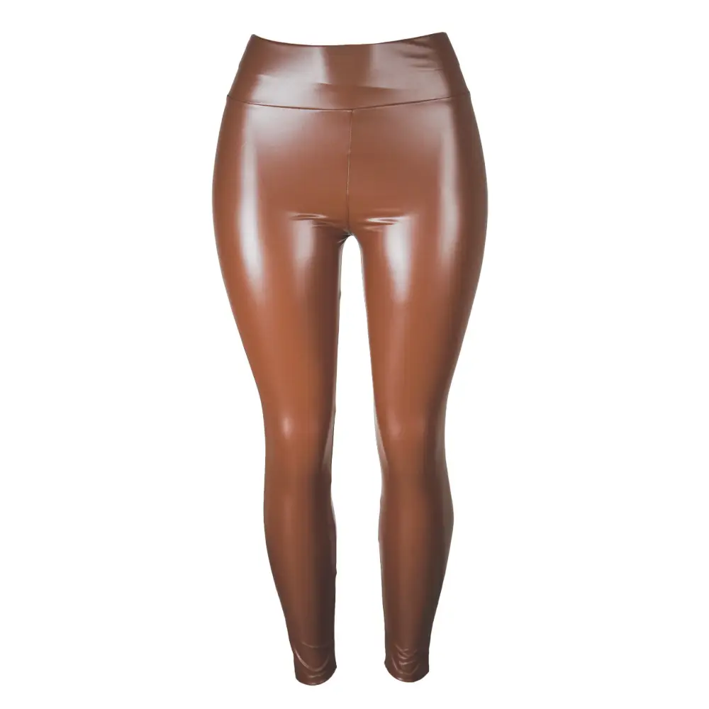 Black Leather High Waist Pencil Pants for Women - Image 6
