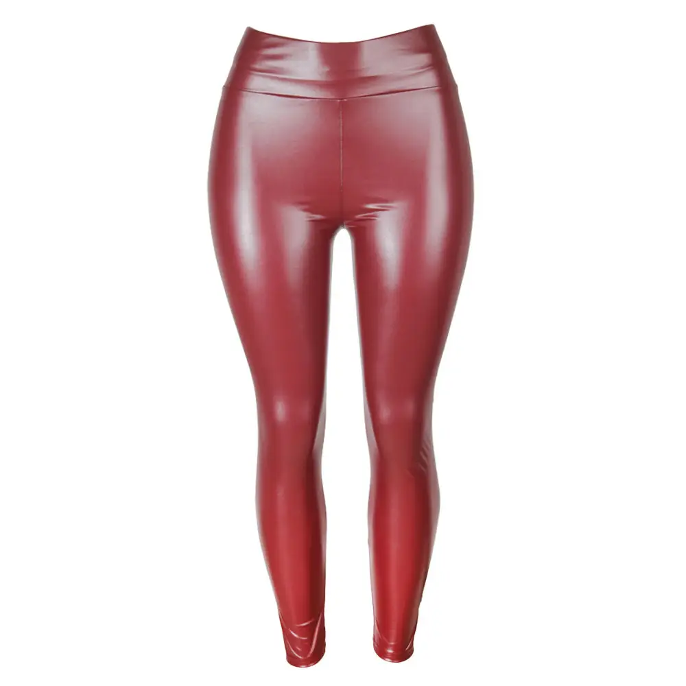 Black Leather High Waist Pencil Pants for Women - Image 7