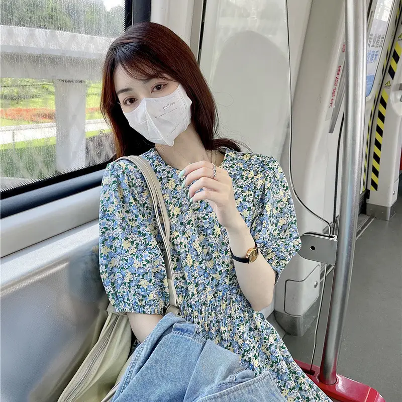 Women Bubble Sleeve Floral Dress Summer 2022 - Image 4