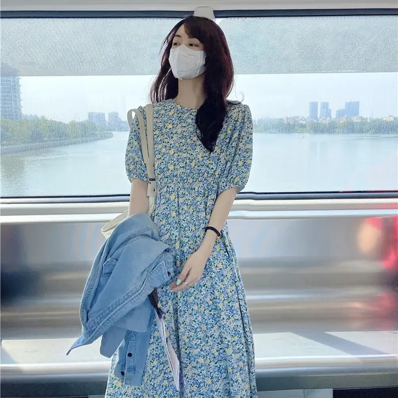 Women Bubble Sleeve Floral Dress Summer 2022 - Image 5