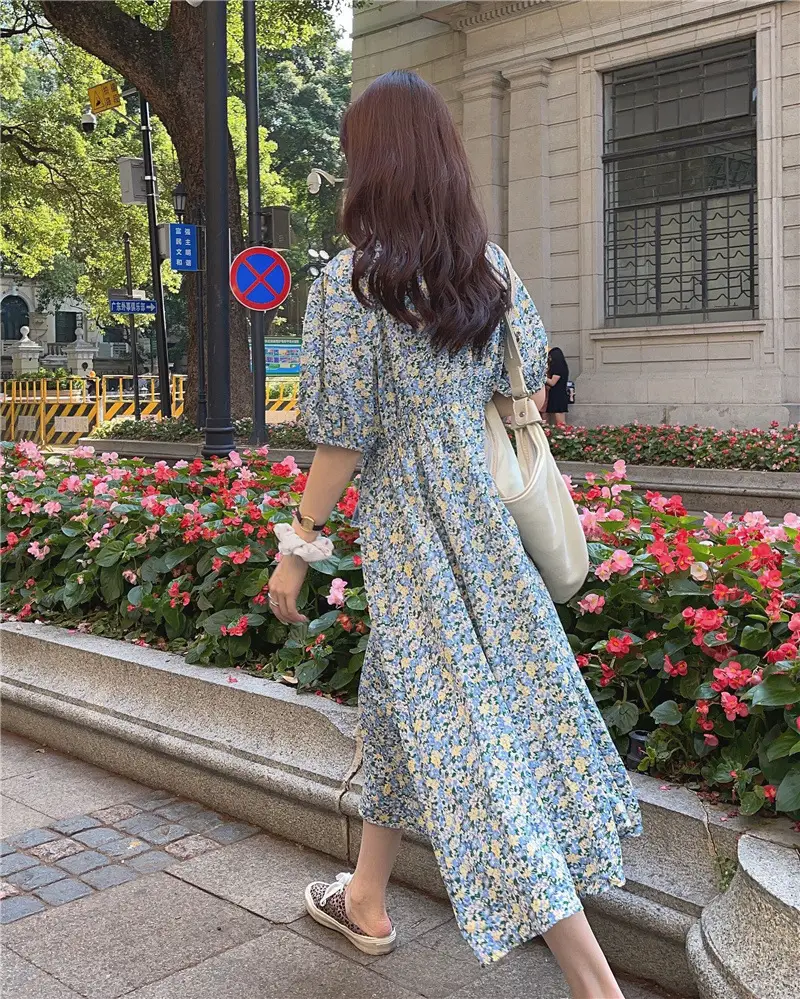Women Bubble Sleeve Floral Dress Summer 2022 — feature 11