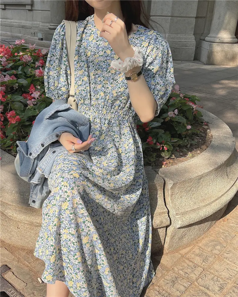 Women Bubble Sleeve Floral Dress Summer 2022 — feature 13